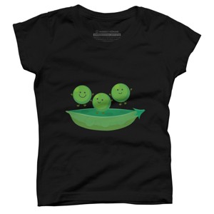 Girl's Design By Humans Cute jumping peas in pod cartoon illustration By thefrogfactory T-Shirt - 1 of 3