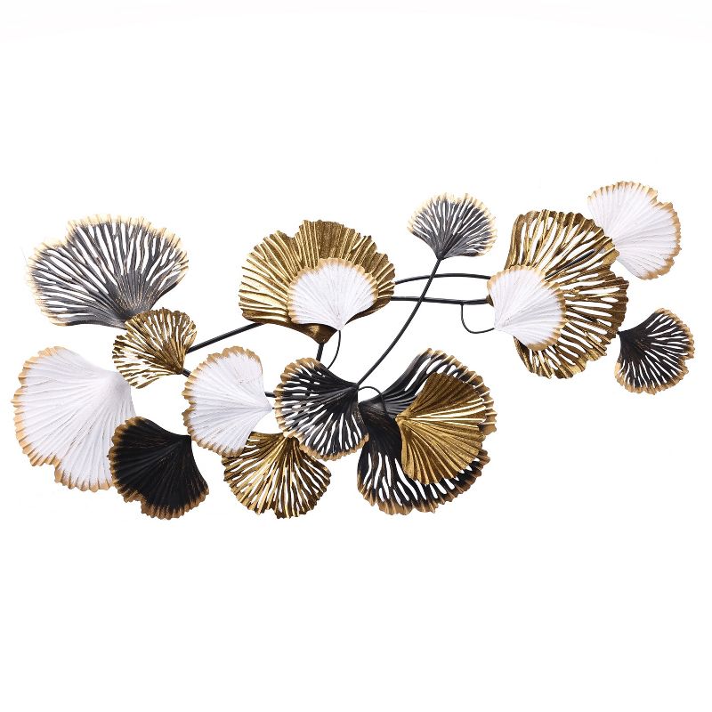LuxenHome White, Black, and Gold Metal Ginkgo Leaves Modern Wall Decor Multicolored, 2 of 13
