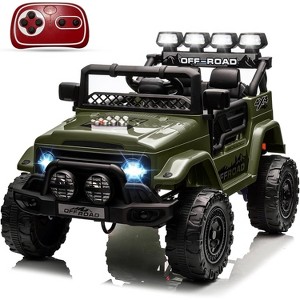 12V Ride On Truck Car, Kids Electric Vehicle Remote Control, Powered Ride On Toy Truck with Spring Suspension, 3 Speeds, Lights, Music for Kids 3-9 - 1 of 4
