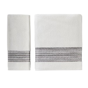 Geo Stripe High Quality Bath Towel 27in x 50in White by Saturday Knight Ltd - 1 of 3
