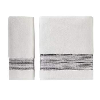Geo Stripe High Quality Bath Towel 27in x 50in White by Saturday Knight Ltd
