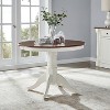 Crosley Shelby Round Dining Table Distressed White: Traditional Farmhouse Pedestal, Seats 4, Wood Veneer - image 2 of 4