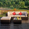 Tangkula 5PCS Rattan Sectional Sofa Set Patio Furniture Set w/ Beige Cushion Pillow - image 2 of 4