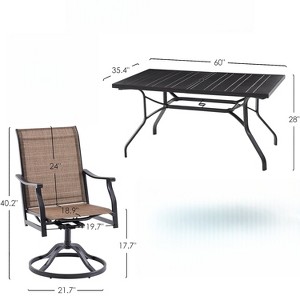 NAYSAYE Patio Accent Table Sets 7 Piece Outdoor Dining Set with Swivel Chairs for Backyard, Paded Brown, 23.03"*27.56"*40.16" - 1 of 4