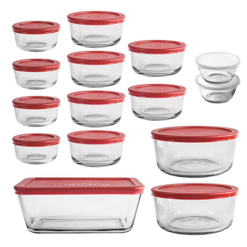 Anchor Hocking 30pc Glass Food Storage Set with Cherry Lids, 1 of 2