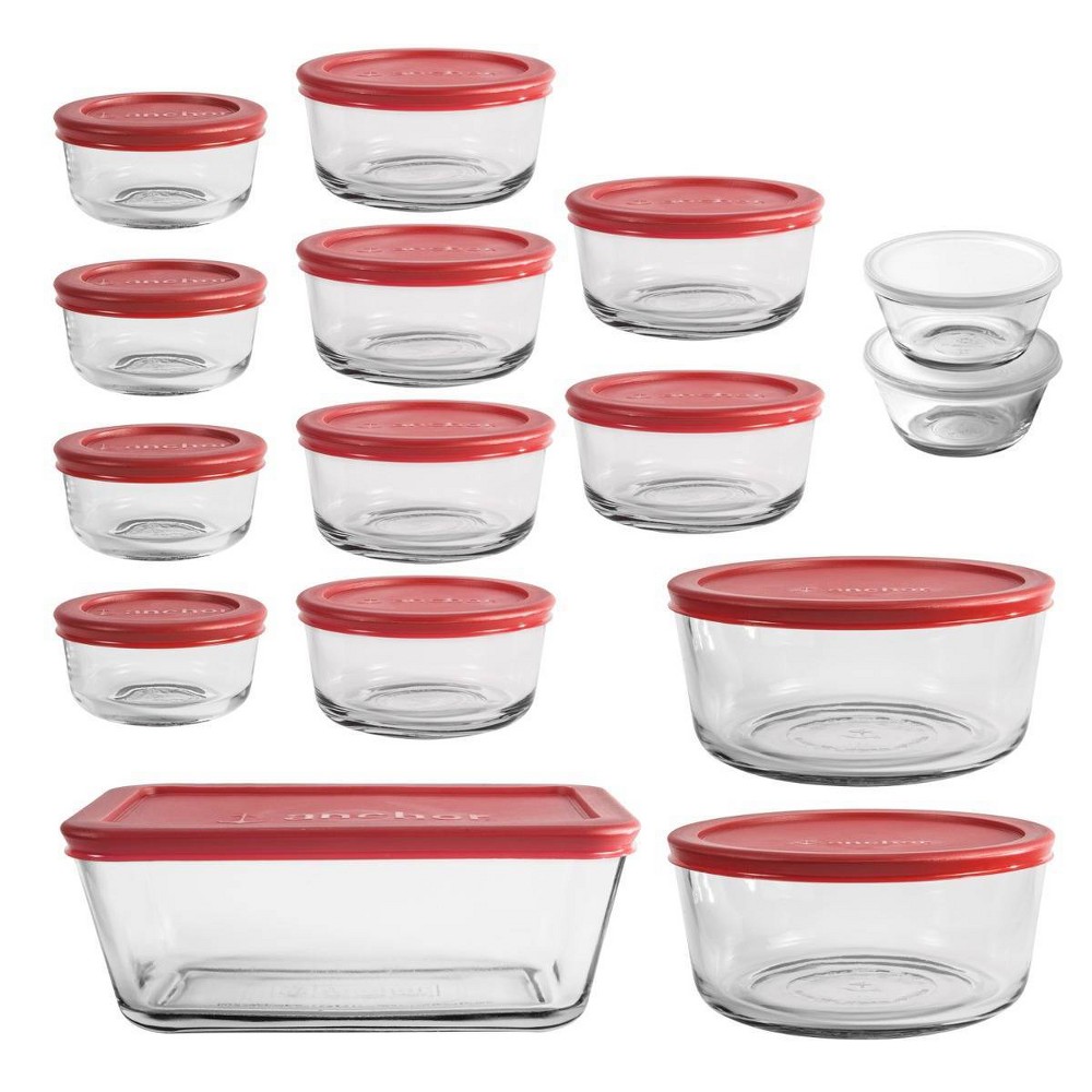 Photos - Food Container Anchor Hocking 30pc Glass Food Storage Set with Cherry Lids 