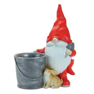 Melrose Raincoat Garden Gnome Statue with Bucket