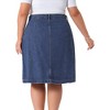 Agnes Orinda Women's Plus Size Denim Button Front High Waist A-Line Midi Casual Jean Skirt - 4 of 4