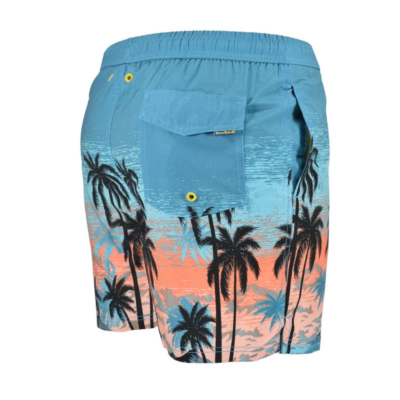 Banana Boat UPF50+ Men's Swim Trunks 4-Way Stretch | Tropical Sunset Navy or Coral, 3 of 5