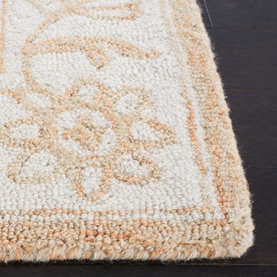Ivory and Yellow Hand-Tufted Wool Floral Area Rug, 5' x 8'