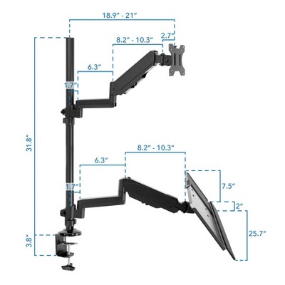 Mount-it Mount-It Full Motion Height Adjustable Sit Stand Monitor Desk Mount | Fits Up to 32" Screens
