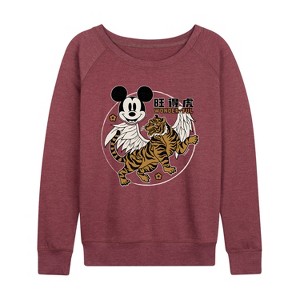Women's - Disney - Mickey Wonderful Lightweight French Terry Wide Neck Long Sleeve Shirt - 1 of 4