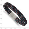 Black Bow Jewelry 12mm Stainless Steel Black Leather Multicolor Wire Bracelet, 8.25 Inch - 4 of 4