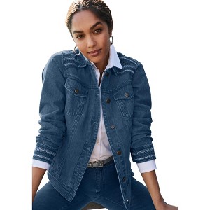 Jessica London Women's Plus Size Classic Cotton Denim Jacket - 1 of 4
