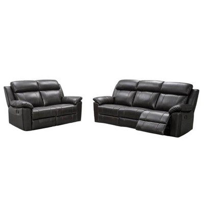 Brianna Top Grain Leather Reclining Sofa and Loveseat Set Dark Brown - Abbyson Living