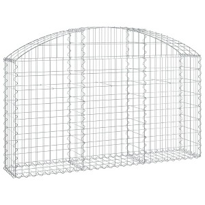 vidaXL Gabion Basket Silver Galvanized iron 39.4 x 11.8 x 15.7/23.6 in - 59.1" x 11.8" x 31.5"/39.4" - 1 of 4