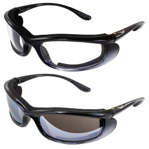 2 Pairs of Global Vision Eyewear Shadow Motorcycle Glasses with Clear, Flash Mirror Lenses - 1 of 4