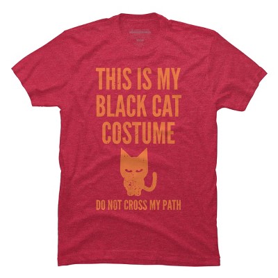Men's Design By Humans Halloween Introvert Black Cat Costume By Commykaze T-Shirt