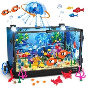 Hogokids Fish Tank STEM Building Set, 725PCS Fish Tank with Jellyfish Fish Animal Educational Gift for Boys Girls Age 8-14 - 1 of 3