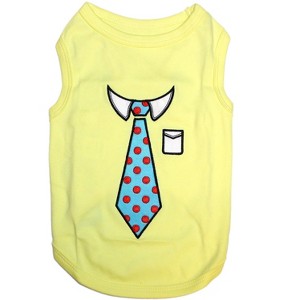 Parisian Pet 'Tie' Dog Shirt – Elegant Formal Attire for Dogs & Cats, Light Yellow - 1 of 3