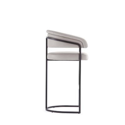 Augusta Light Gray Leatherette Barstools with Metal Frame, Set of 3