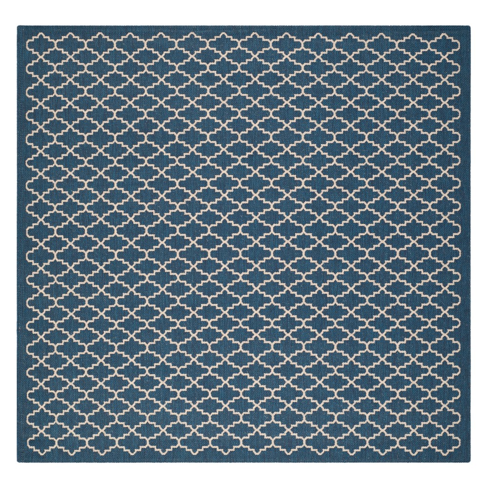 4' x 4' Durres Square Outdoor Rug Navy/Beige - Safavieh
