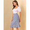 INSPIRE CHIC Women's Floral Ruffle Elastic High Waist Button Flowy Split Skirt - 4 of 4