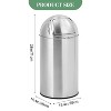 Push Lid Trash Can Stainless Steel w/ Removable Bucket, 50L/70L Commercial Garbage Bin, Fingerprint-Proof Kitchen Waste Bin for Indoor/Outdoor Use - 3 of 4