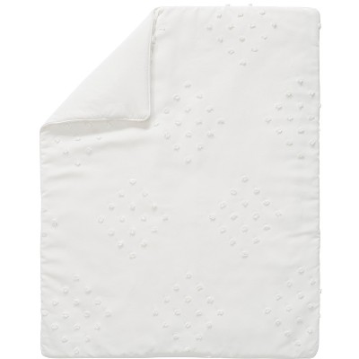 Ivory Microfiber Boho Dot Toddler Comforter with Macrame Fringe