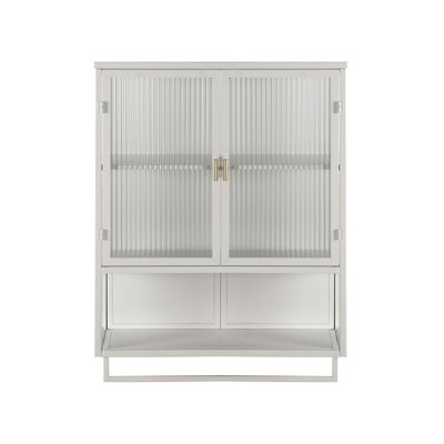 NicBex Modern 2 Glass Door Bathroom Wall Mount Cabinet Medicine Cabinet with 3 Tier Storage & Towel Rack
