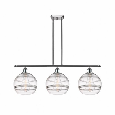 Rochester - 3 Light Stem Hung Island In Industrial Style-12.13 Inches Tall and 36.5 Inches Wide