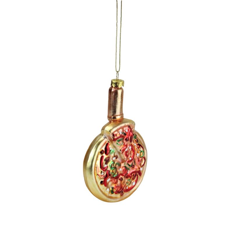 Northlight 5" Deep Dish Pepperoni Pizza Glass Christmas Ornament - Gold, 3 of 4