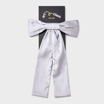 Girls' Satin Bow Barrette - art class Gray - image 2