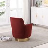 Teddy Swivel Barrel Chair, Swivel Accent Chairs Armchair for Living Room, Round Barrel Chairs with Gold Stainless Steel Base - 2 of 4
