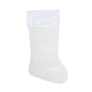 Northlight Traditional Velveteen Christmas Stocking - 19" - White - 1 of 3