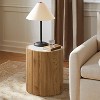 LuxenHome Round Side Table for Living Room, 18.9-Inch Tall Manufactured Wood Wave Accent End Table with Faux Marble Top Bedside Couch Brown - 2 of 4