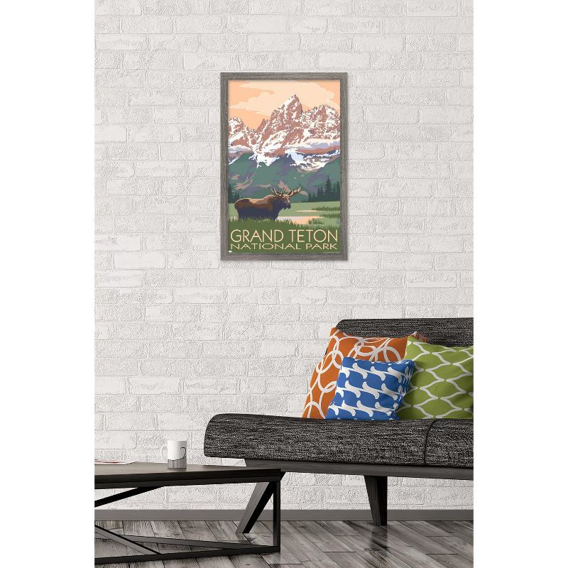Trends International Lantern Press - Grand Teton Moose & Mountains Framed Wall Poster Prints, 2 of 7