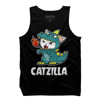 Men's Design By Humans Catzilla Halloween Costume Dragon Monster Kitten Cats Lover By lenxeemyeu Tank Top