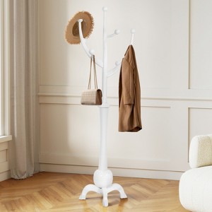 Bekrvio Freestanding Rubberwood Coat Rack,Tree-Branch Design with 8 Hooks,Heavy-Duty Standing Clothes Hanger for Entryway Hallway Bedroom - Load 160lb - 1 of 4