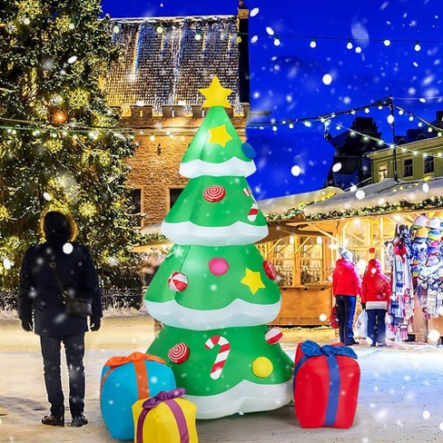 Costway 6 Ft Inflatable Christmas Tree W/ Gift Boxes Led Bulbs ...