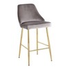 Contemporary Glam Counter Stool in Metal and Velvet, Fixed Counter Height, Set of 2 for Bar or Kitchen - 2 of 4