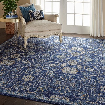 Navy and Beige Rectangular Persian Style Area Rug
