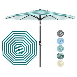 9ft. patio umbrella Tilt Wooden 9ft 8-Rib 250gsm solution-dyed Canopy 180g/sqm Polyester Color Blissun 9' Outdoor Patio Umbrella,