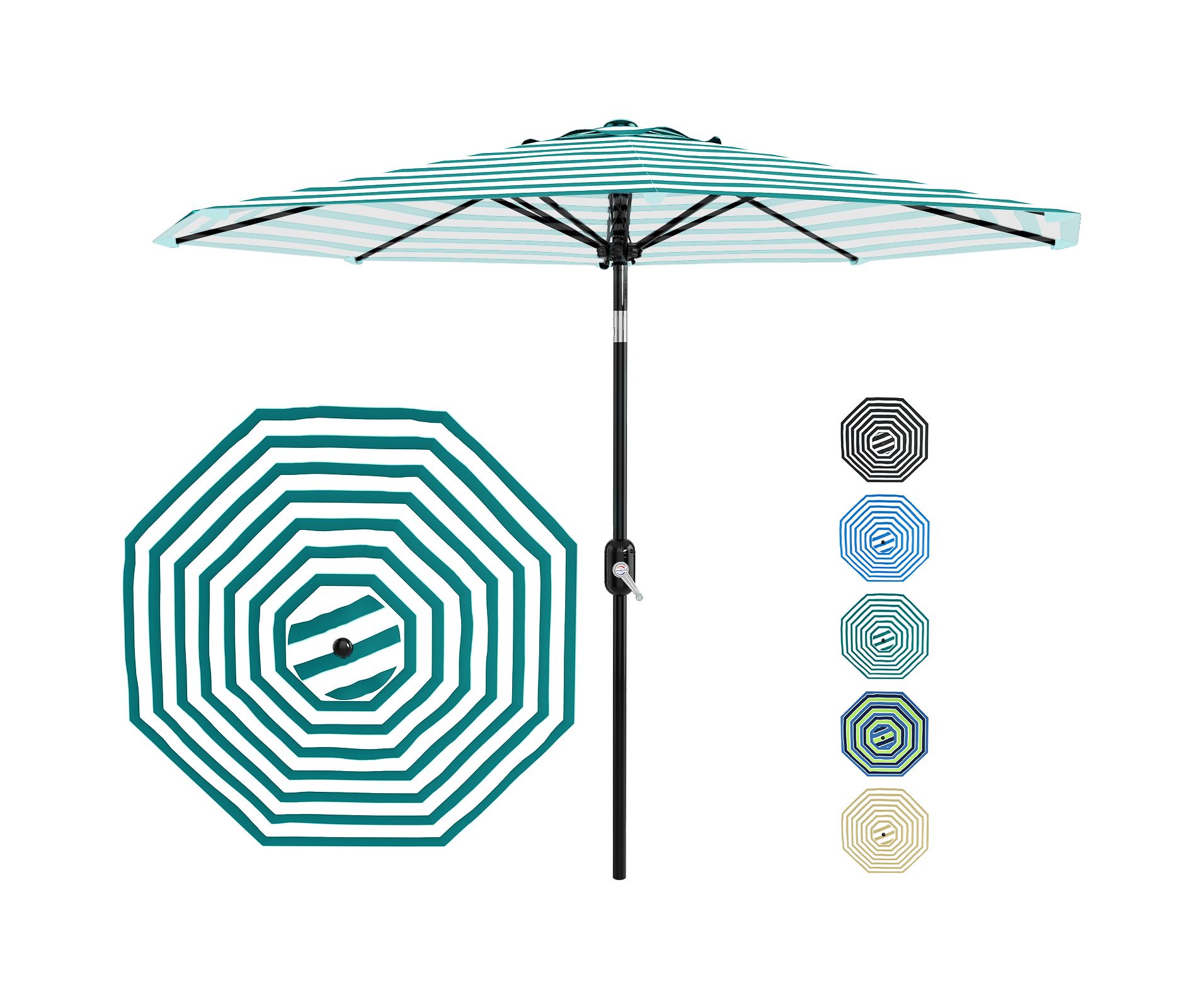 Patio Umbrella, Outdoor Market Umbrella with Crank Lift & Tilt, 8 Sturdy Ribs with UV Protection for Pool, Deck, Yard & Garden