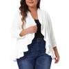 Agnes Orinda Women's Plus Size 3/4 Sleeve Open Front Ruffle Cropped Bolero Cardigans - 2 of 4