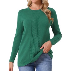 INSPIRE CHIC Women's Crew Neck Long Sleeve Ribbed Knit Casual Sweater Top - 1 of 4