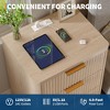 Fluted Nightstand with Charging Station, Mid Century Modern Fluted Nightstand, Modern End Table with Curved Corners - 3 of 4