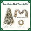 3-Pc Snow-Flocked Set: 9 ft Garland + Wreath + 6 ft Tree, Warm LED Lights, Indoor Winter Decor - 4 of 4