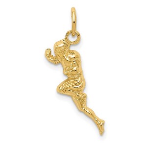 Black Bow Jewelry 14k Yellow Gold 2D Football Player Charm or Pendant, 7 x 26mm - 1 of 4