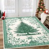 Christmas Area Rugs, Washable Non-Slip Christmas Tree Holly Sketch Carpet, Soft Low Pile Foldable Stain Resistant for Bedroom, Home - 3 of 4